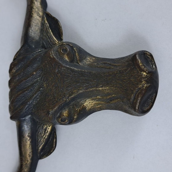 VIintage 70's MBCI steer longhorn cow western cowboy brass belt buckle - Picture 2 of 4